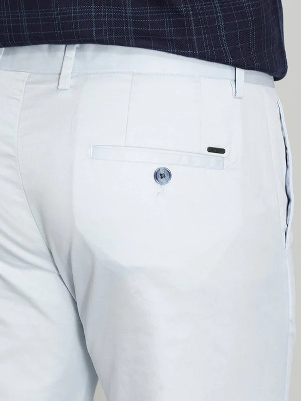 Indian Terrain Men's Slim Fit Solid Blue Trousers